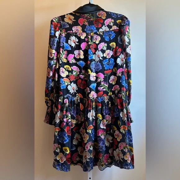 Alice + Olivia BERTHA MINI SHIRT DRESS Sz L / 12 Timeless Blossom Floral - Picture 7 of 13